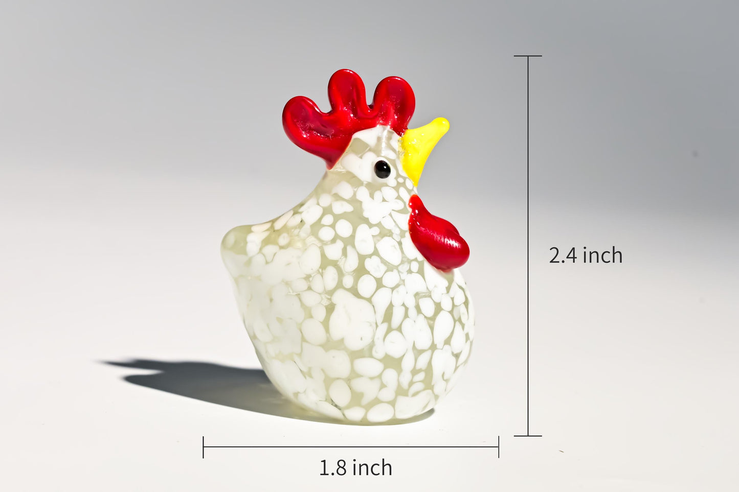 Handmade Glass Rooster Figurine, Mini Glass Chicken, Cute Desk Decor, Glass Animal Sculpture, Small Home Decoration,  Christmas Gift Idea