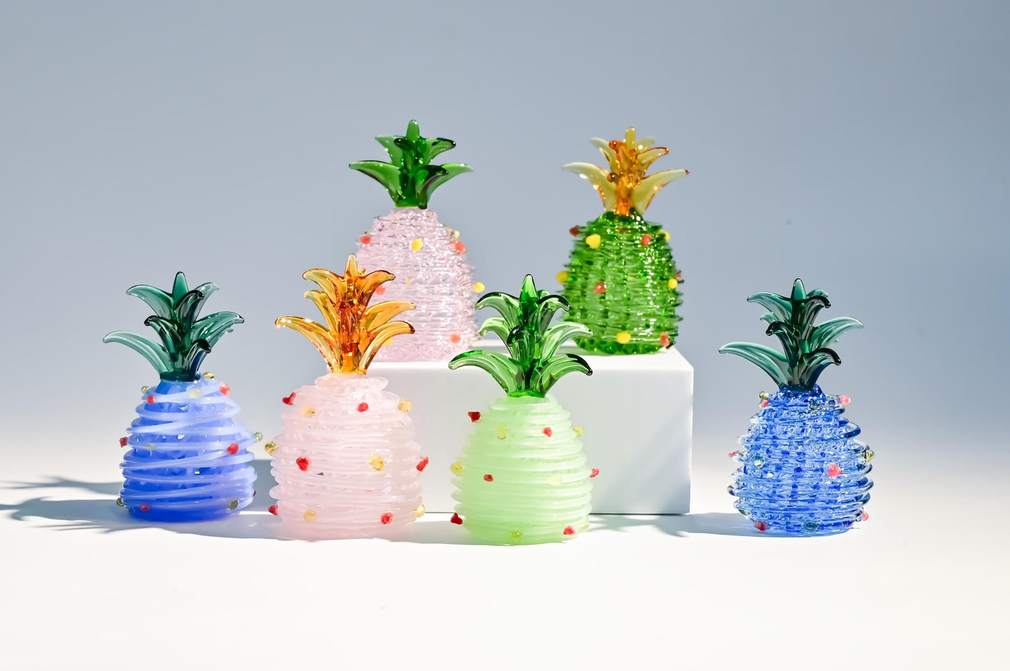 Handcrafted Mini Glass Pineapple, Tropical Fruit Sculpture, Cute Desk Display, Home Decor Accent, Unique Gift for Her, Fruit Lover Gift