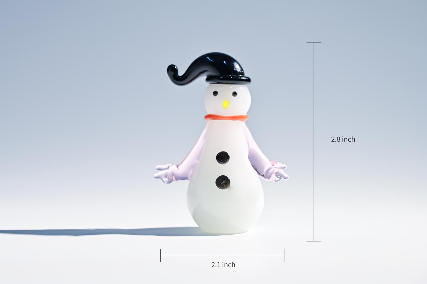 Handmade Glass Snowman Figurine, Christmas Ornament, Winter Holiday Decor, Cute Mini Snowman, Secret Santa Gift,  Gift for Mom