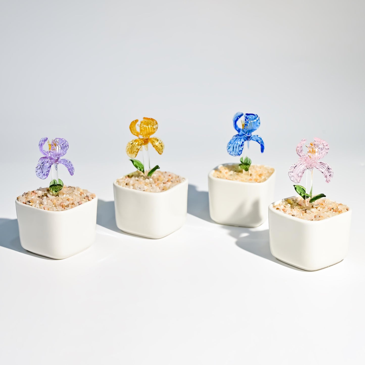 Handmade Glass Flower Figurine, Mini Stained Glass Tulip, Desk Decor
