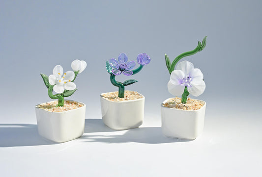Handmade Glass Cactus & Succulent Figurines, Mini Glass Plants, Glass Desk Decor, Cute Home Decoration, Stained glass Plants