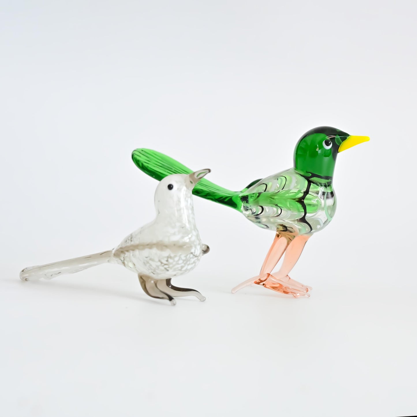 Handmade Glass Bird Figurine, Mini Glass Bird, Cute Desk Decor, Glass Animal Sculpture, Small Home Decoration,  Christmas Gift Idea