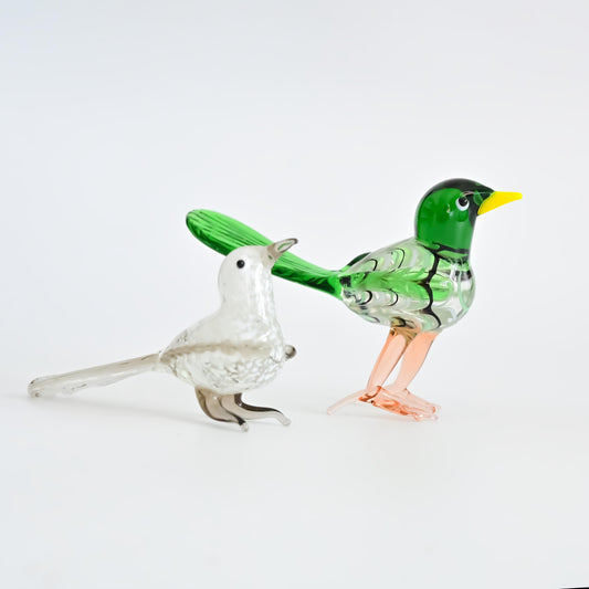 Handmade Glass Bird Figurine, Mini Glass Bird, Cute Desk Decor, Glass Animal Sculpture, Small Home Decoration,  Christmas Gift Idea