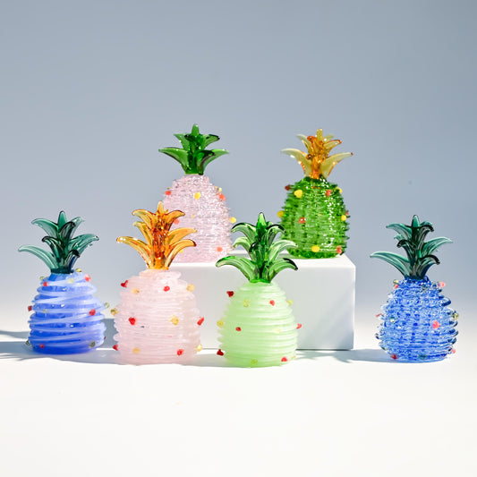 Handcrafted Mini Glass Pineapple, Tropical Fruit Sculpture, Cute Desk Display, Home Decor Accent, Unique Gift for Her, Fruit Lover Gift