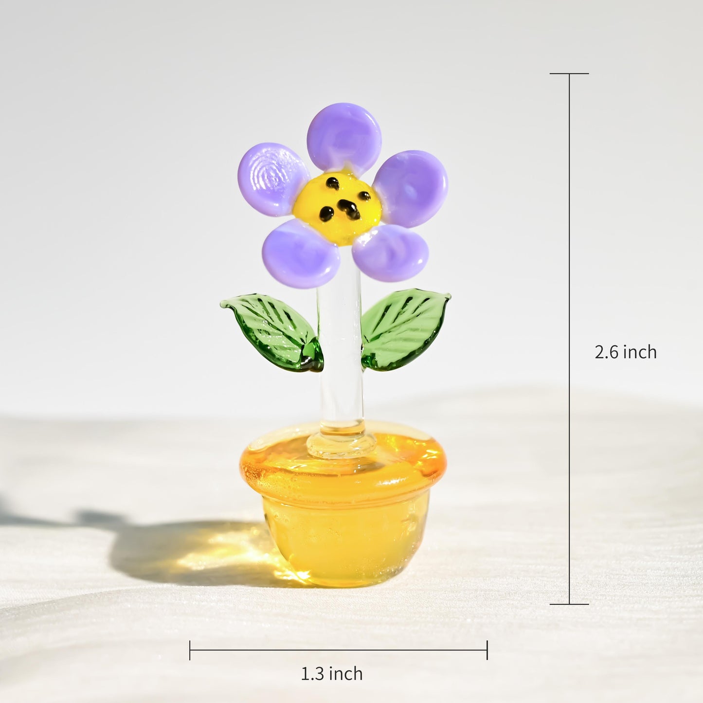Handmade Glass Sunflower Figurine, Mini Stained Glass Flower, Cute Desk Decor, Small Home Decoration, Unique Gift for Her, Miniature model
