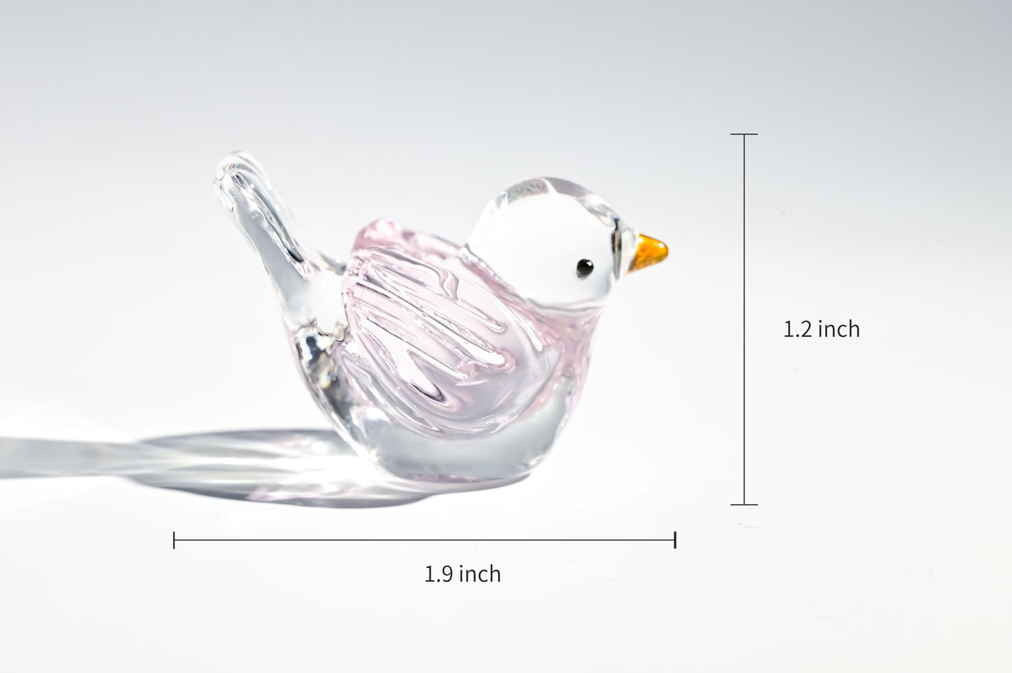 Handmade Glass Bird Figurine, Mini Glass Bird, Cute Desk Decor, Glass Animal Sculpture, Small Home Decoration,  Christmas Gift Idea