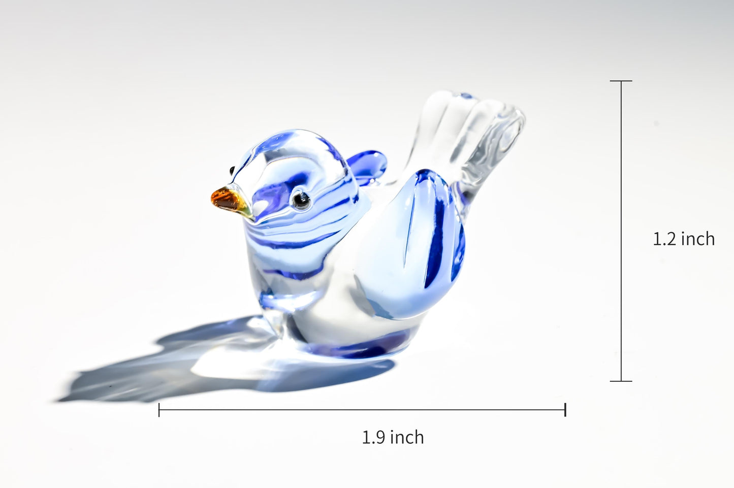 Handmade Glass Bird Figurine, Mini Glass Bird, Cute Desk Decor, Glass Animal Sculpture, Small Home Decoration,  Christmas Gift Idea