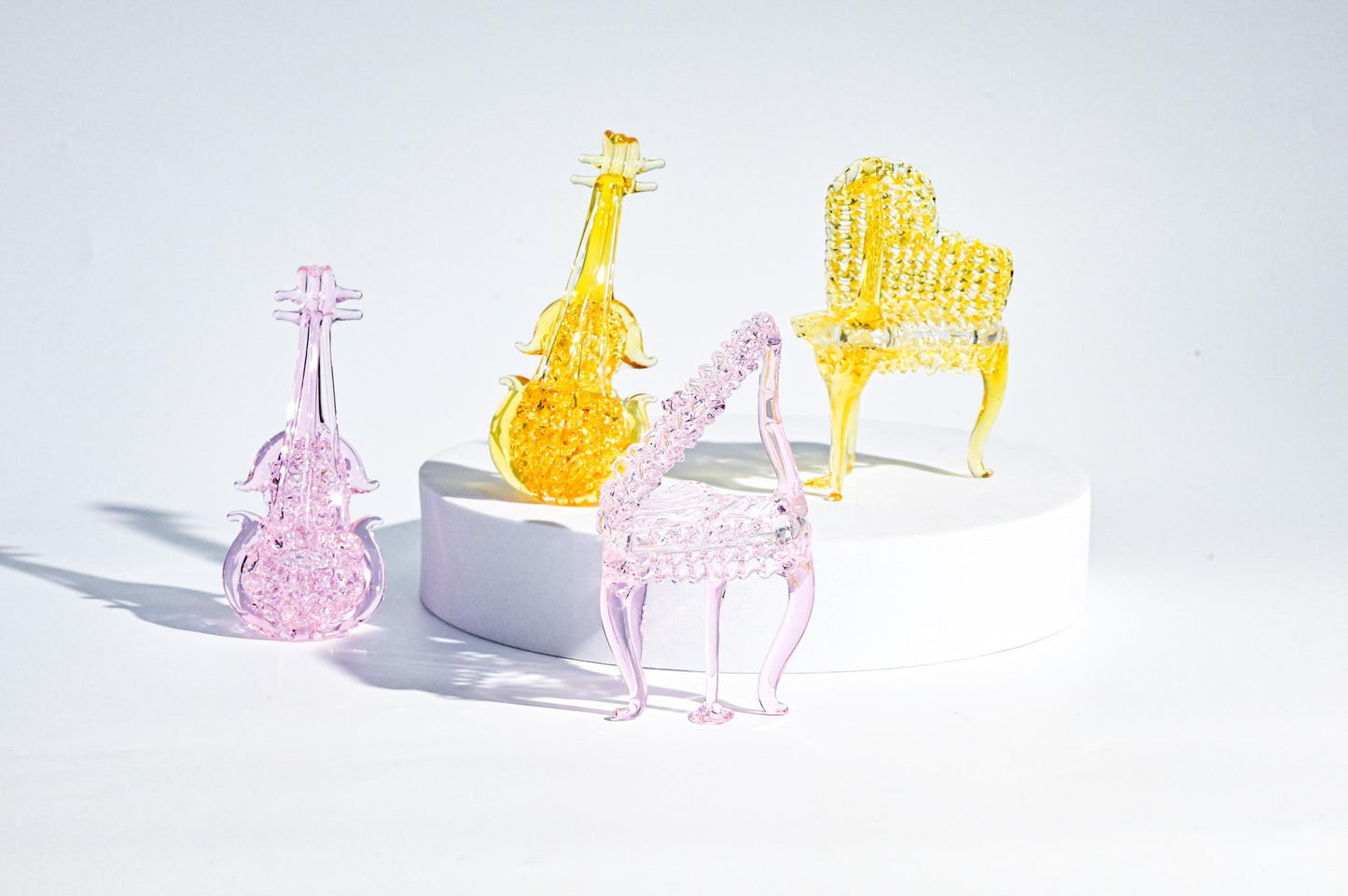 Hand-Blown Glass Piano & Violin Figurines | Mini Music Room Decor | Musician Gift | Desk Shelf Ornament | Handmade Glass Art| Christmas Gift