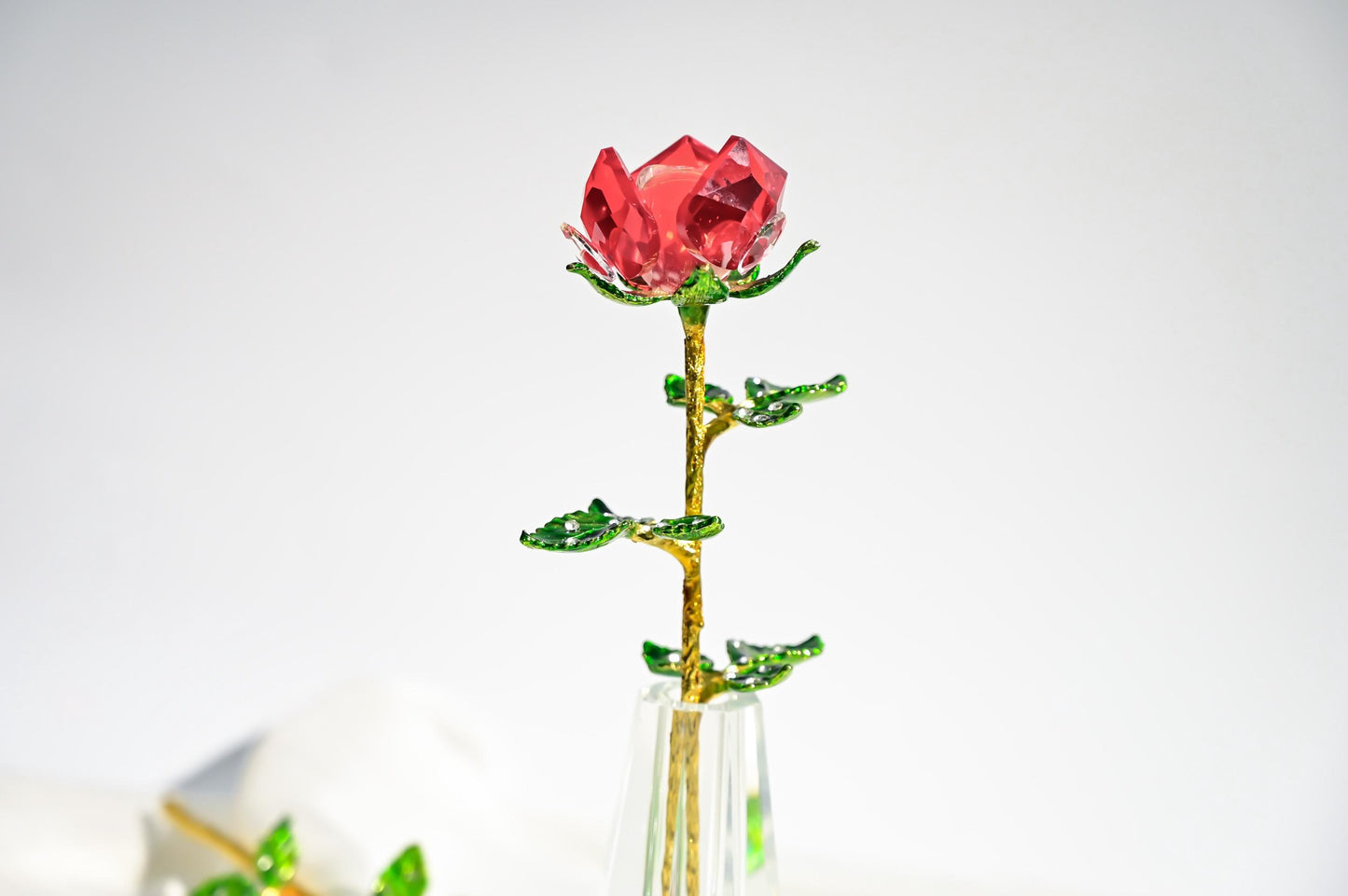 Handmade Glass Rose Figurine, Valentine Gift, Romantic Home Decor, Cute Desk Decoration, Stained Glass Rose,  Gift for Her, Anniversary Gift