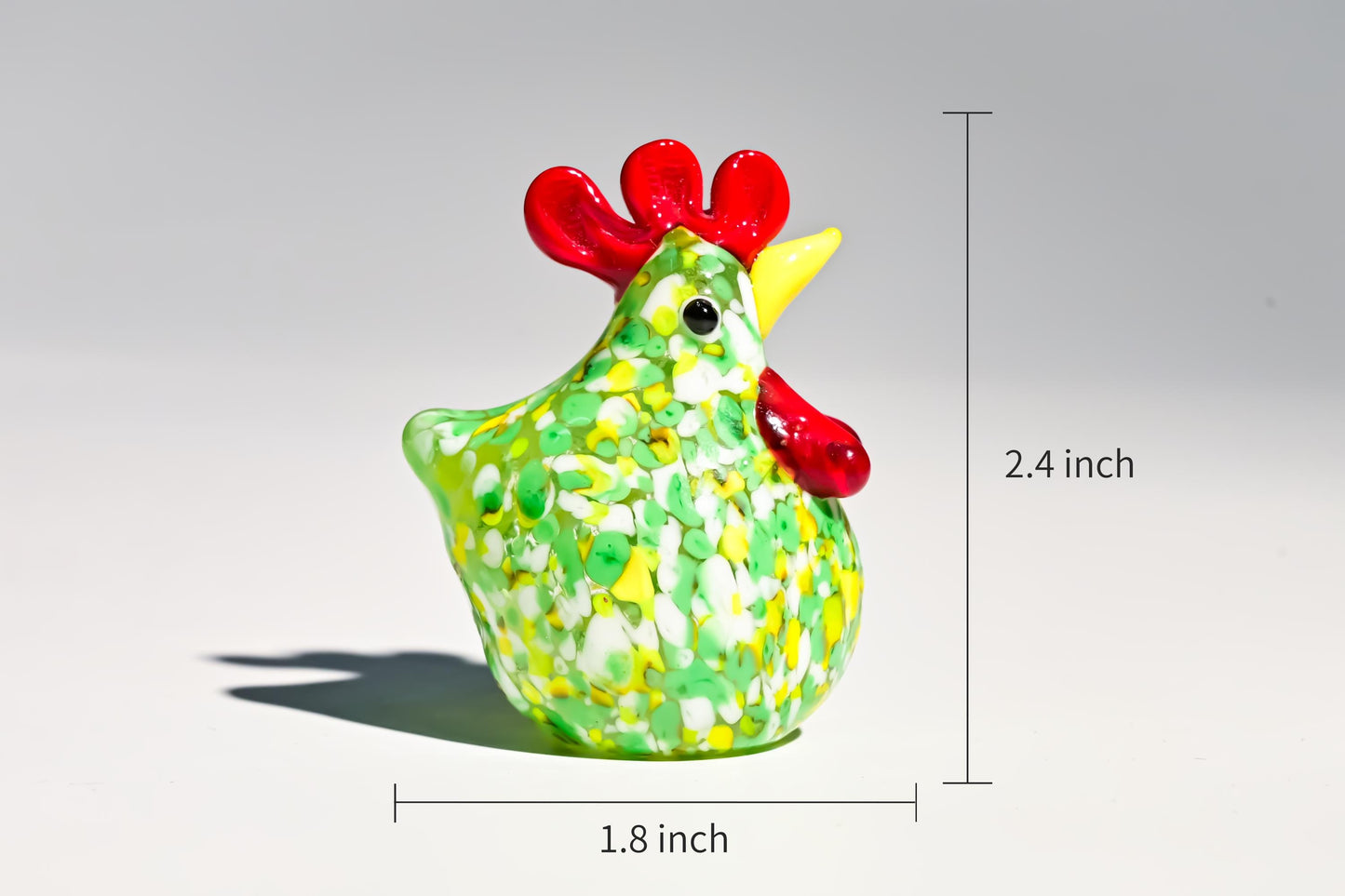 Handmade Glass Rooster Figurine, Mini Glass Chicken, Cute Desk Decor, Glass Animal Sculpture, Small Home Decoration,  Christmas Gift Idea