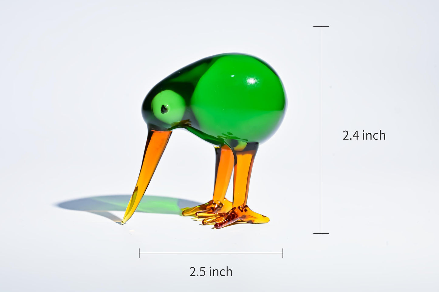 Handmade Glass Kiwi Figurine, Mini Glass Kiwi Bird, Cute Desk Decor, Glass Animal Sculpture, Small Home Decoration,  Christmas Gift Idea