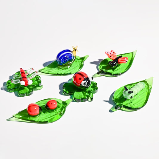 Handmade Glass Bug & Snail Figurine, Mini Glass Bug, Cute Desk Decor, Glass Animal Sculpture, Small Home Decoration,  Christmas Gift Idea