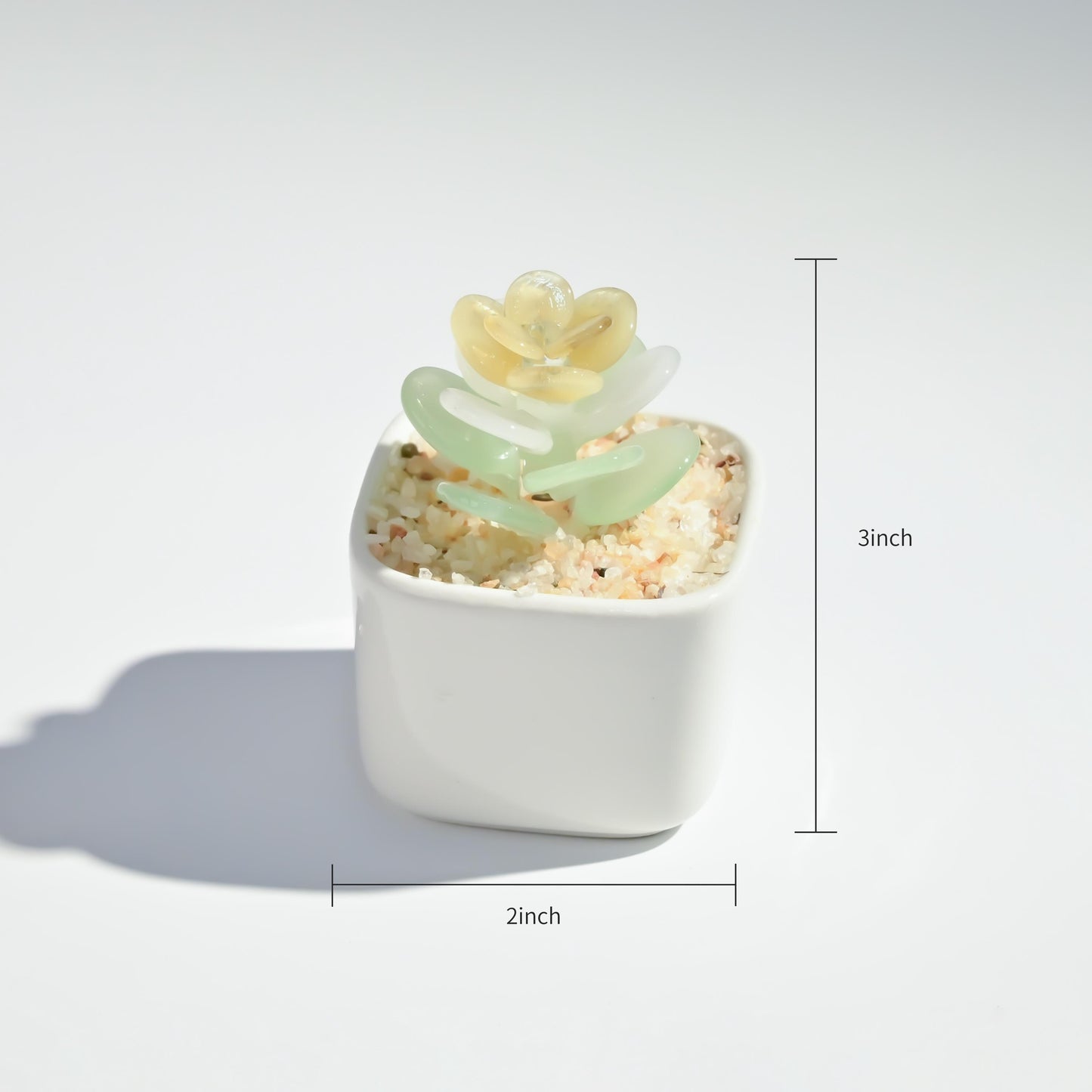 Handmade Glass Succulent, Mini Cactus Figurine, Desk Decor