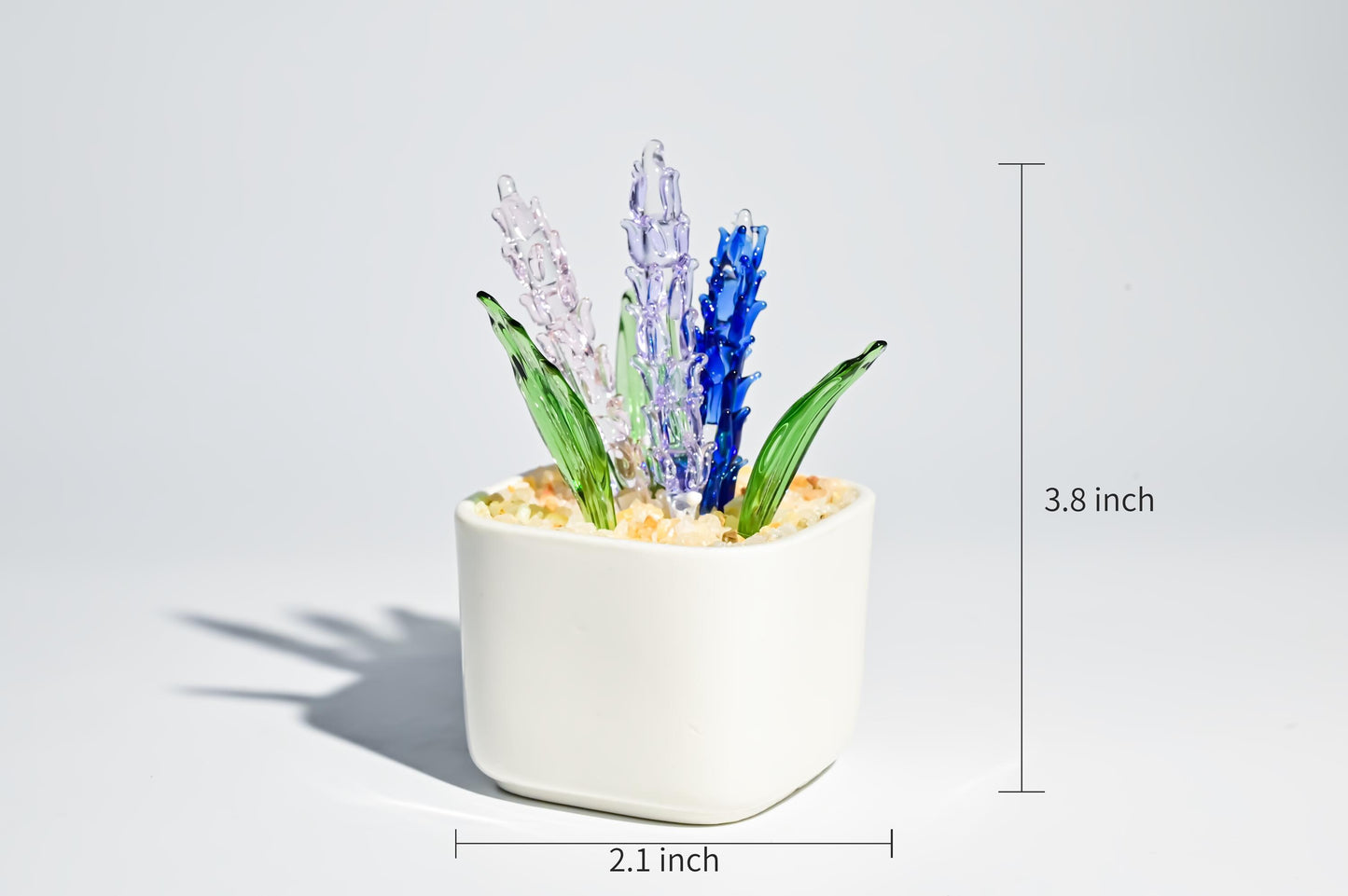 Handmade Glass Plant in Pot, Mini Glass Plant Figurine, Cute Desk Decor, Stained Glass Home Decoration, Unique Gift