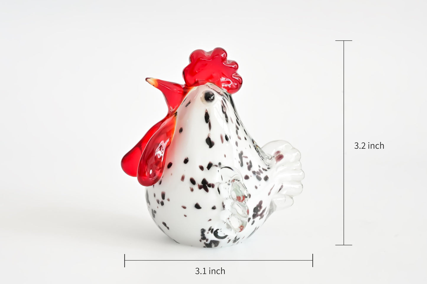 Handmade Glass Rooster Figurine, Mini Glass Chicken, Cute Desk Decor, Glass Animal Sculpture, Small Home Decoration,  Christmas Gift Idea