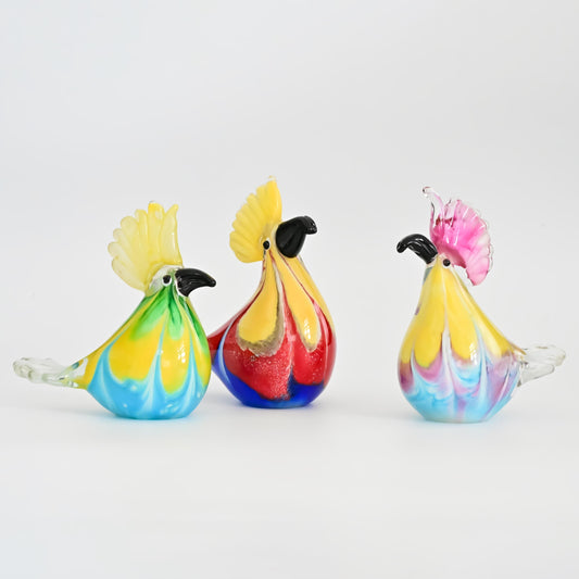 Handmade Glass Rooster Figurine, Mini Glass Chicken, Cute Desk Decor, Glass Animal Sculpture, Small Home Decoration,  Christmas Gift Idea