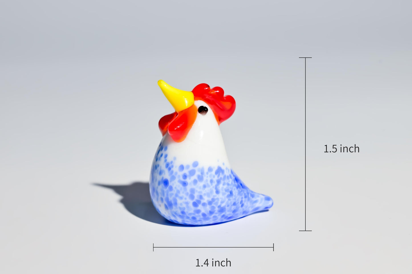 Handmade Glass Rooster Figurine, Mini Glass Chicken, Cute Desk Decor, Glass Animal Sculpture, Small Home Decoration,  Christmas Gift Idea