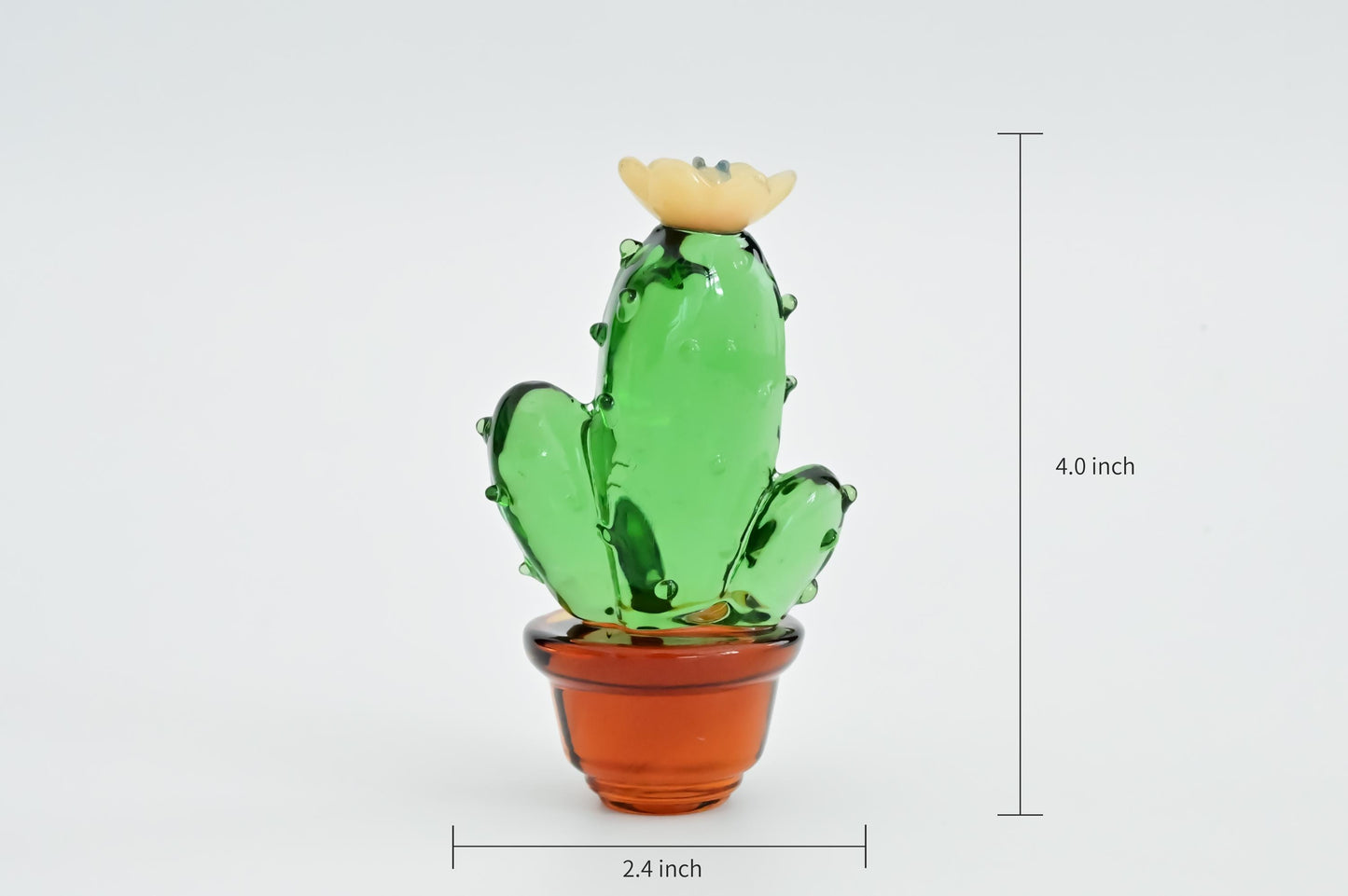 Handmade Glass Cactus Figurine, Mini Glass Plant Desk Decor, Cute Potted Succulent, Unique Home Decoration, Gift for Mom, Plant Lover Gift