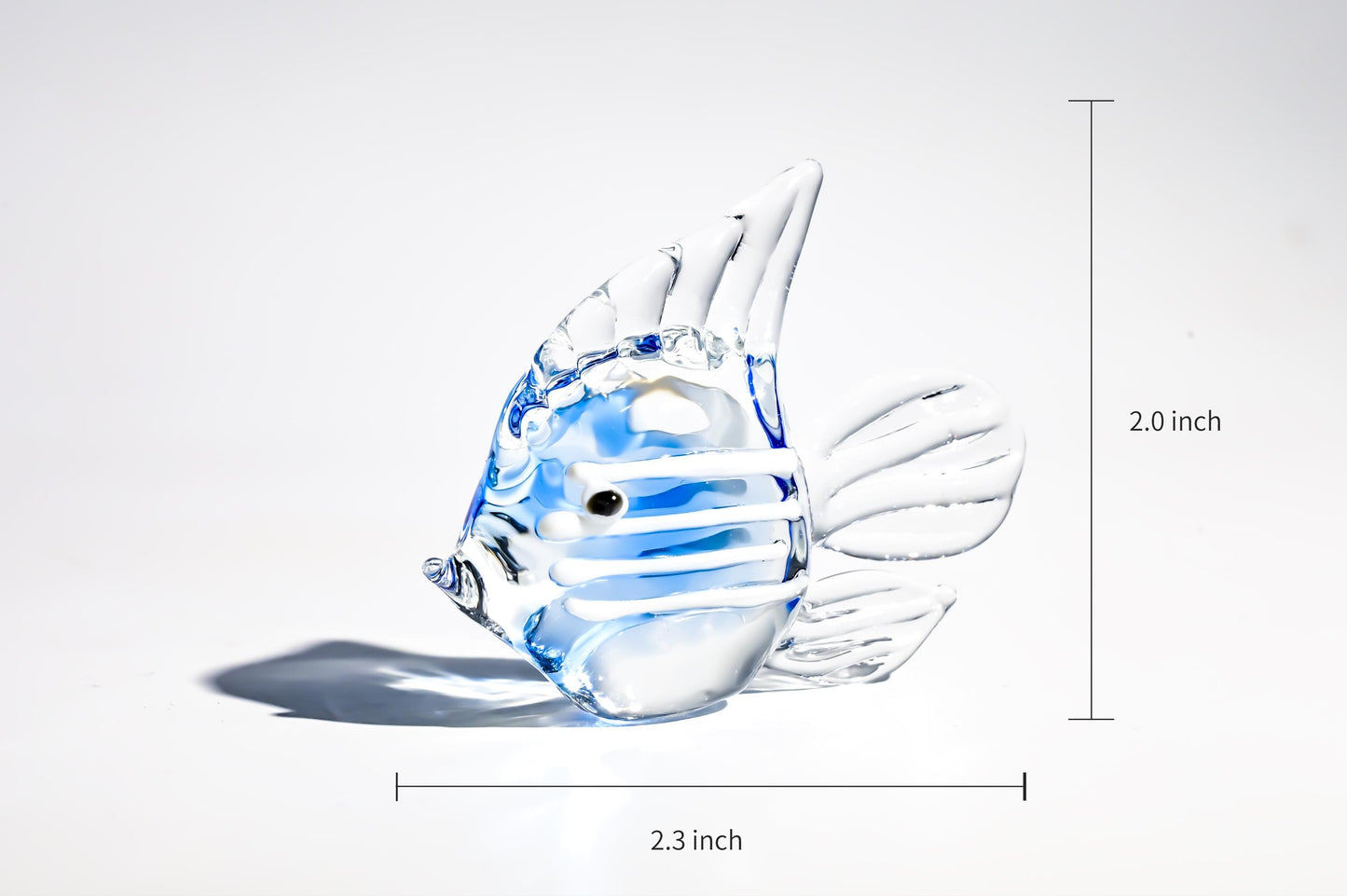 Hand-Blown Glass Fish Figurine, Clear Mini Fish Sculpture, Cute Desk Ornament, Lucky Gift for Aquarium Lovers and Collectors, Christmas