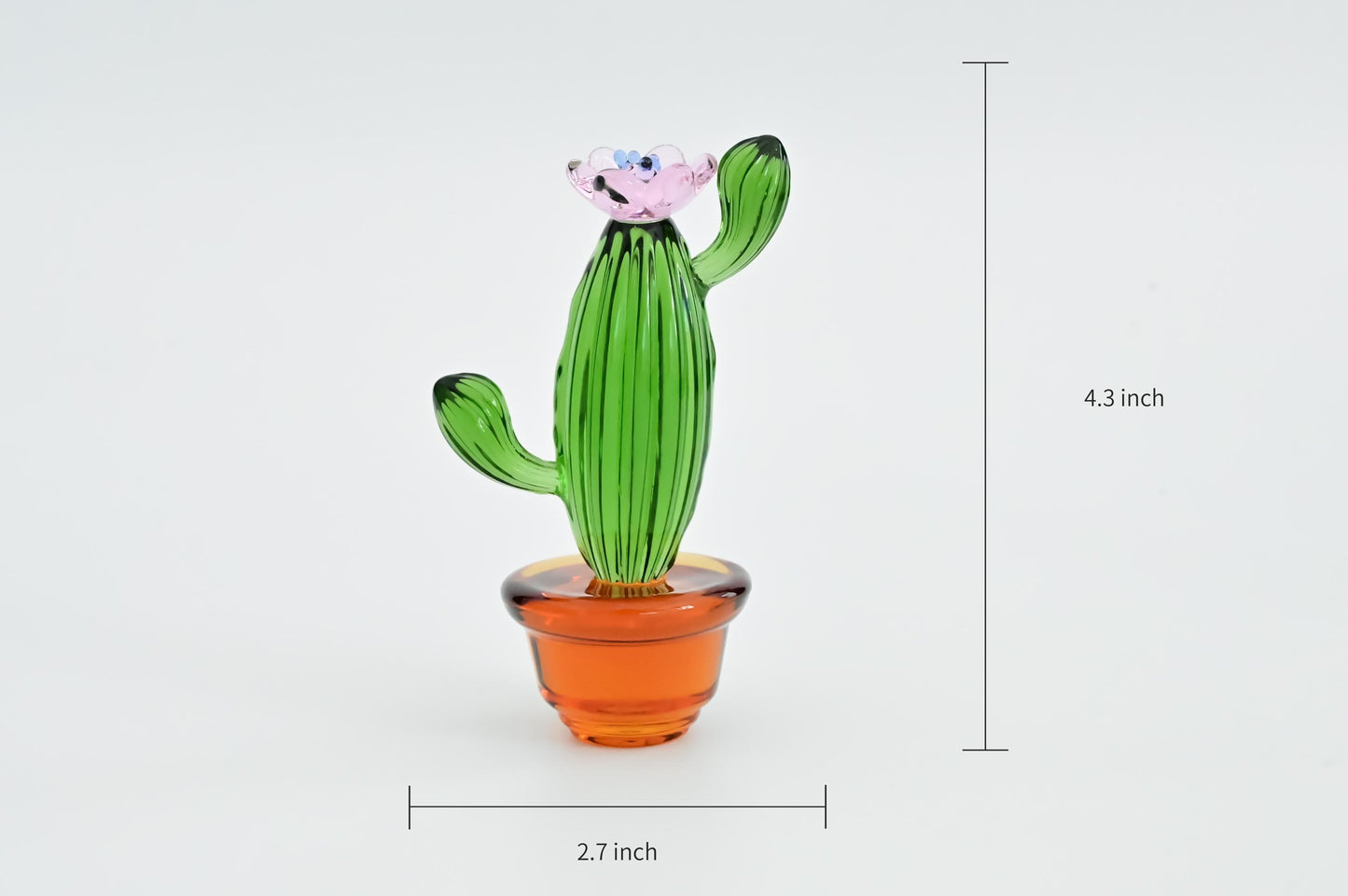 Handmade Glass Cactus Figurine, Mini Glass Plant Desk Decor, Cute Potted Succulent, Unique Home Decoration, Gift for Mom, Plant Lover Gift