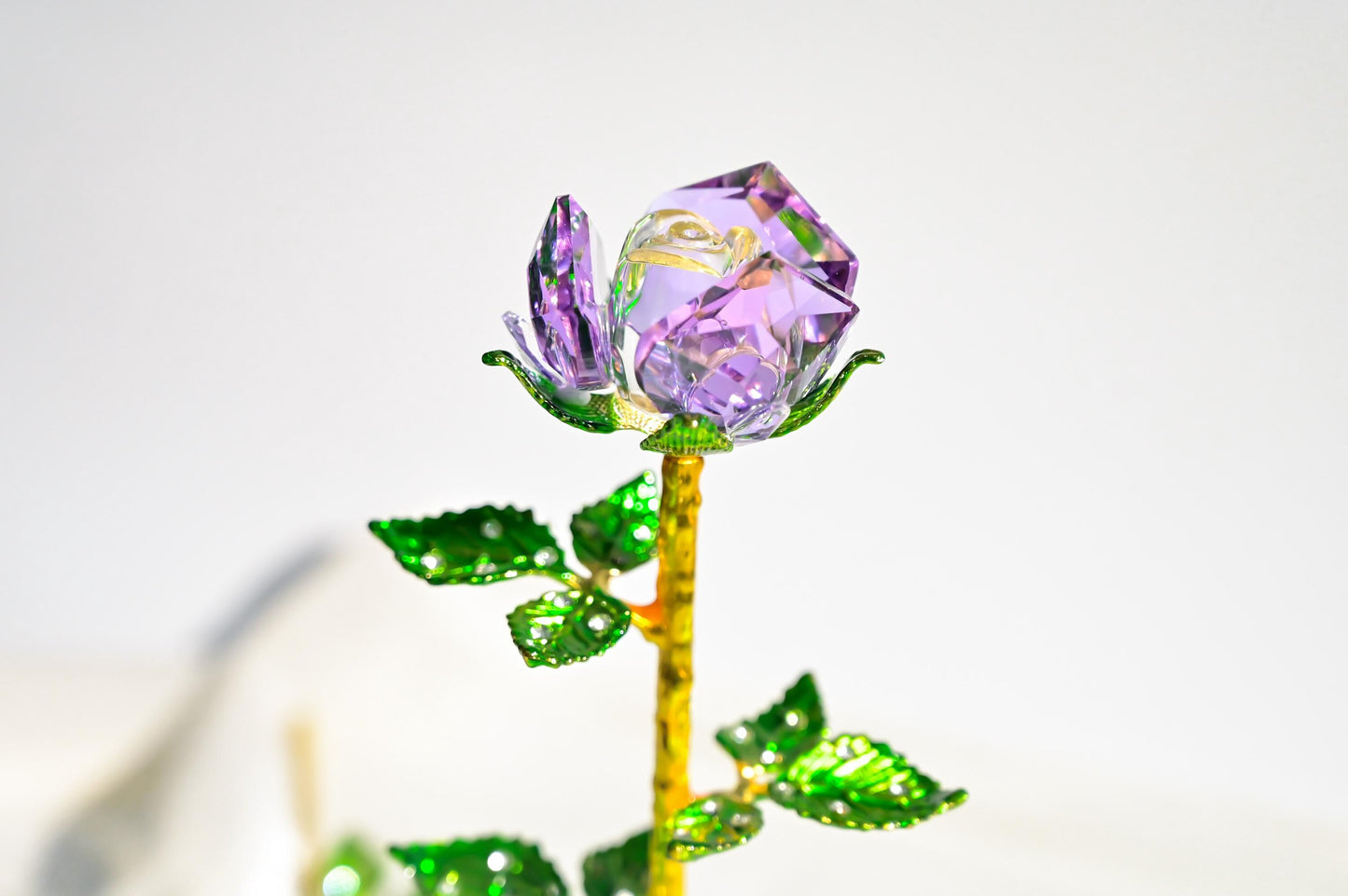 Handmade Glass Rose Figurine, Valentine Gift, Romantic Home Decor, Cute Desk Decoration, Stained Glass Rose,  Gift for Her, Anniversary Gift