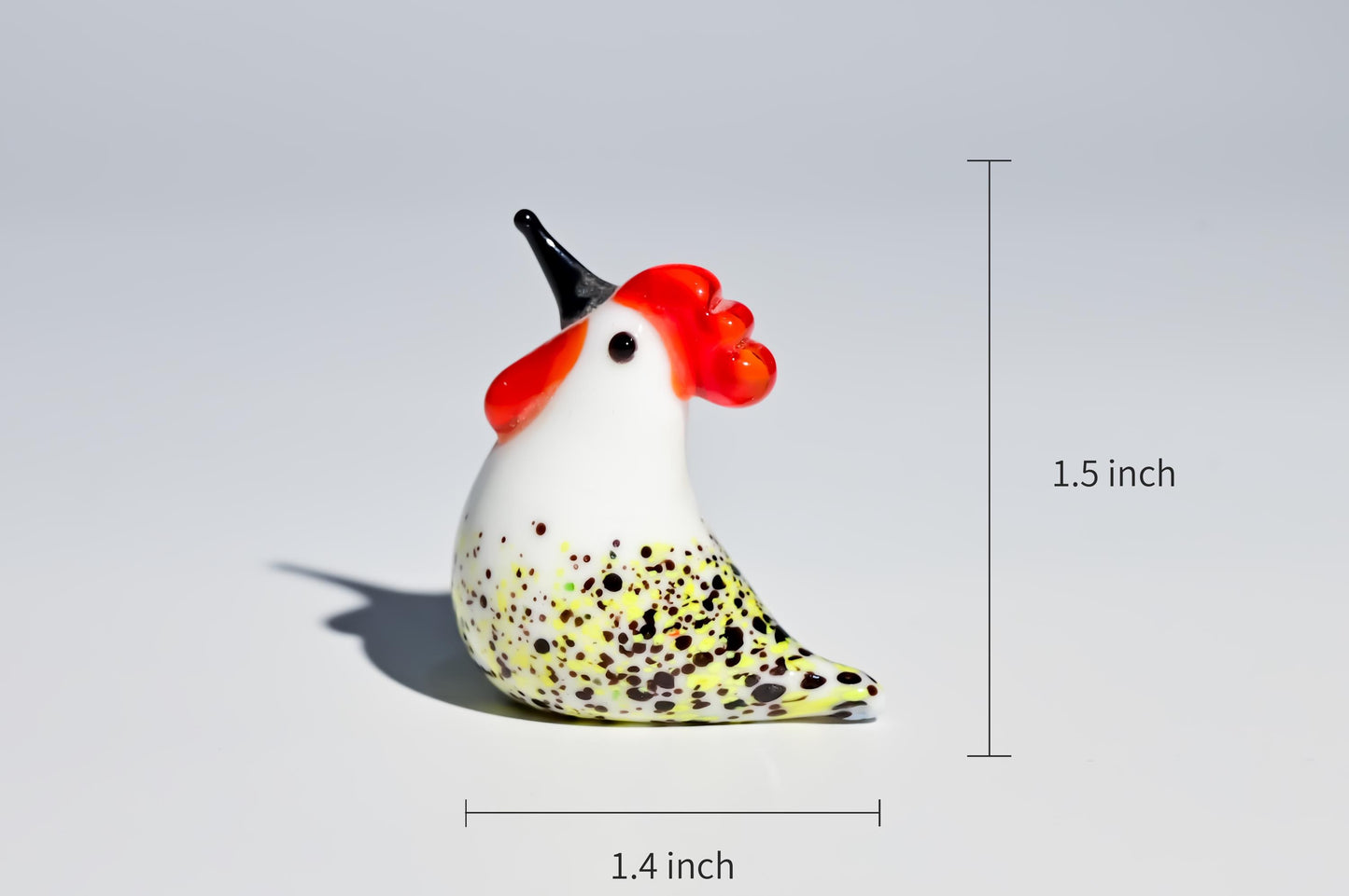 Handmade Glass Rooster Figurine, Mini Glass Chicken, Cute Desk Decor, Glass Animal Sculpture, Small Home Decoration,  Christmas Gift Idea