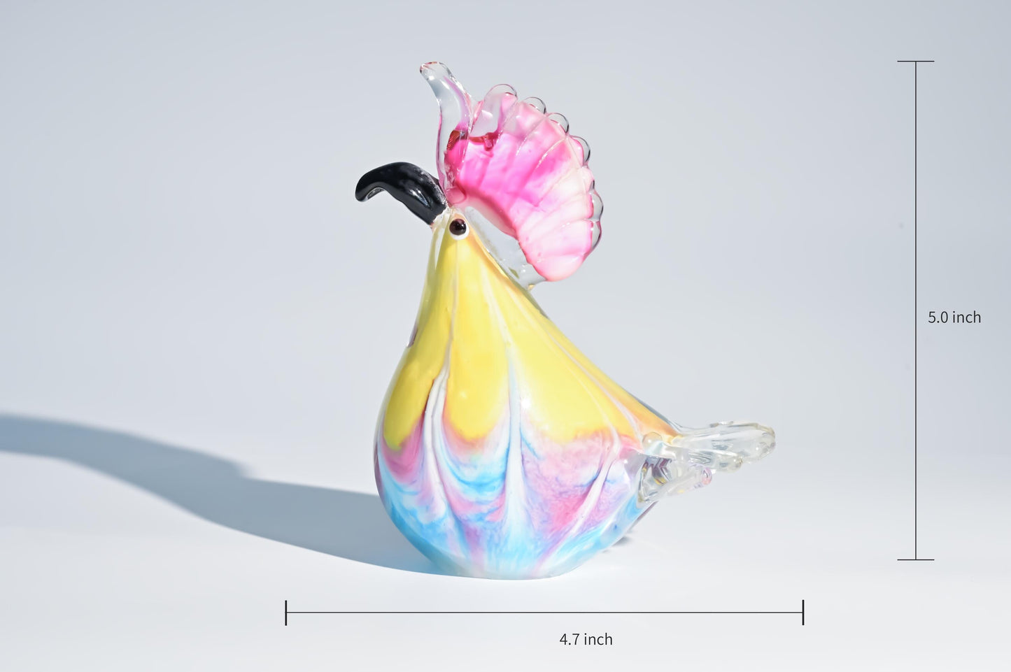 Handmade Glass Rooster Figurine, Mini Glass Chicken, Cute Desk Decor, Glass Animal Sculpture, Small Home Decoration,  Christmas Gift Idea