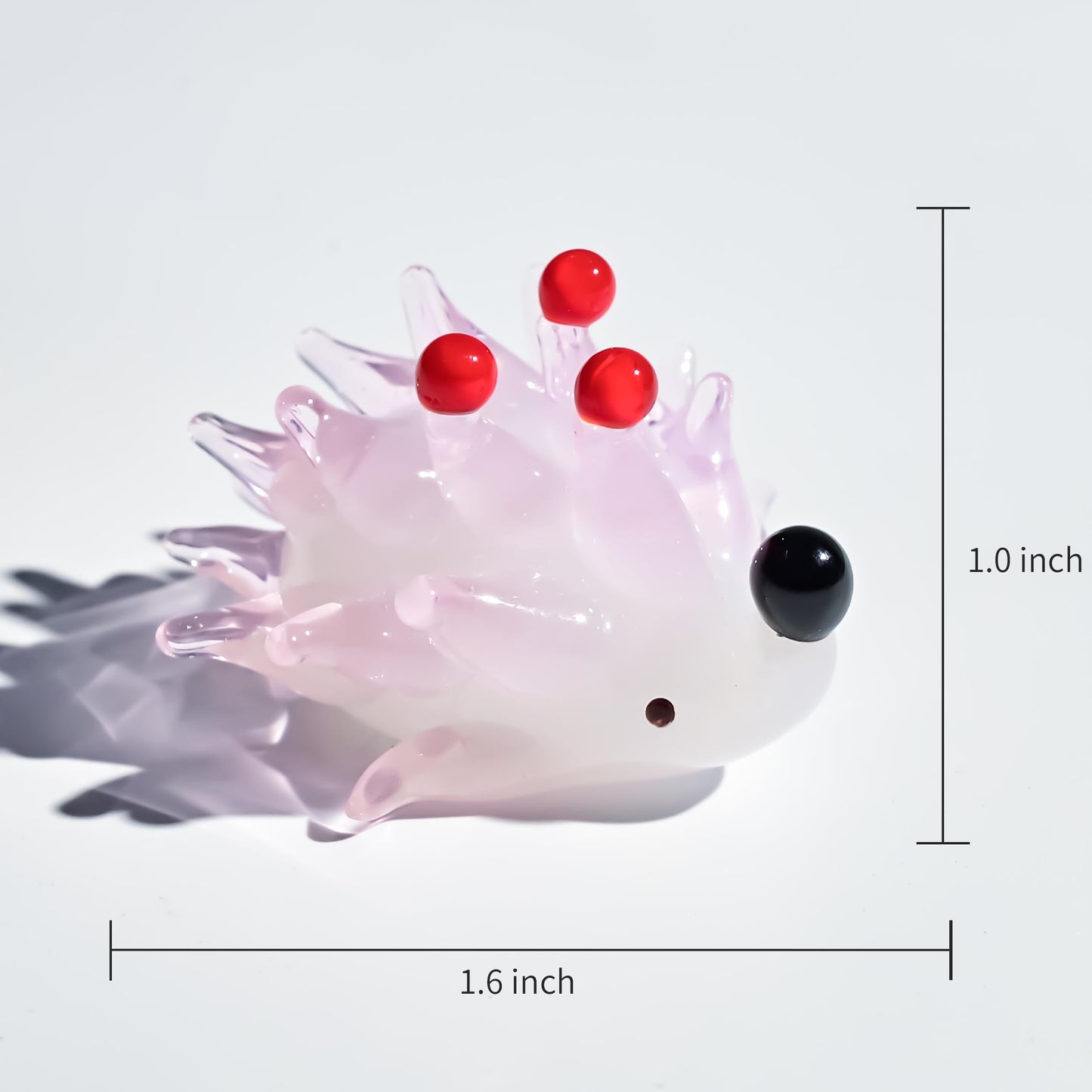 Hand-Blown Glass Hedgehog Figurine, Clear Mini Hedgehog Sculpture, Cute Desk Ornament, Gift for Aquarium Lovers and Collectors, Christmas