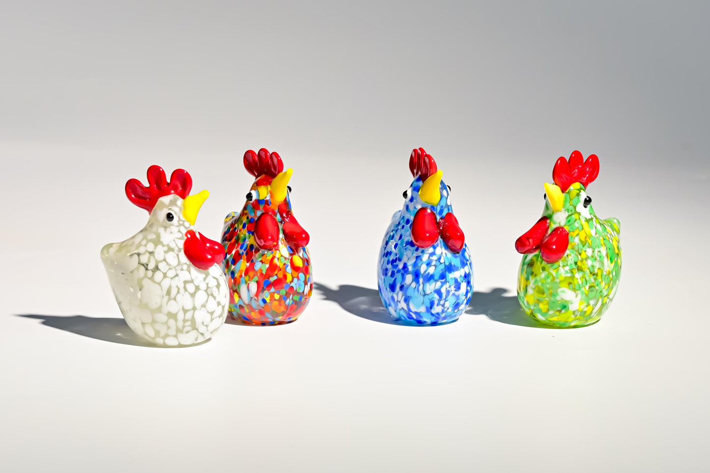 Handmade Glass Rooster Figurine, Mini Glass Chicken, Cute Desk Decor, Glass Animal Sculpture, Small Home Decoration,  Christmas Gift Idea