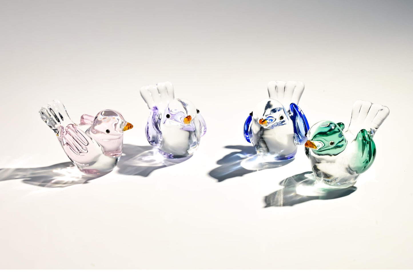 Handmade Glass Bird Figurine, Mini Glass Bird, Cute Desk Decor, Glass Animal Sculpture, Small Home Decoration,  Christmas Gift Idea