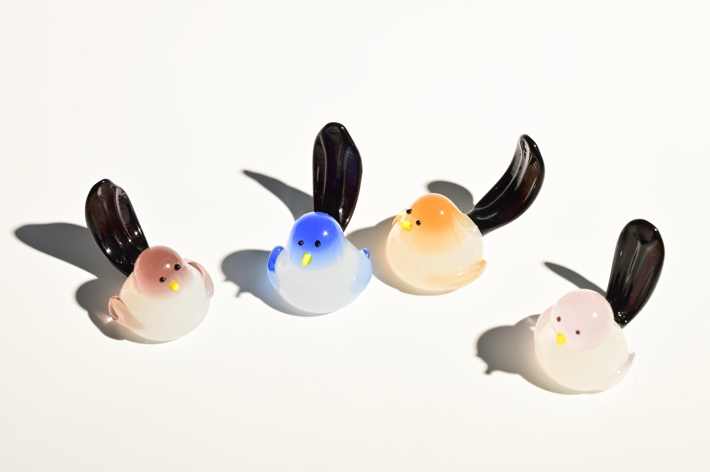 Handmade Glass Bird Figurine, Mini Glass Bird, Cute Desk Decor, Glass Animal Sculpture, Small Home Decoration,  Christmas Gift Idea