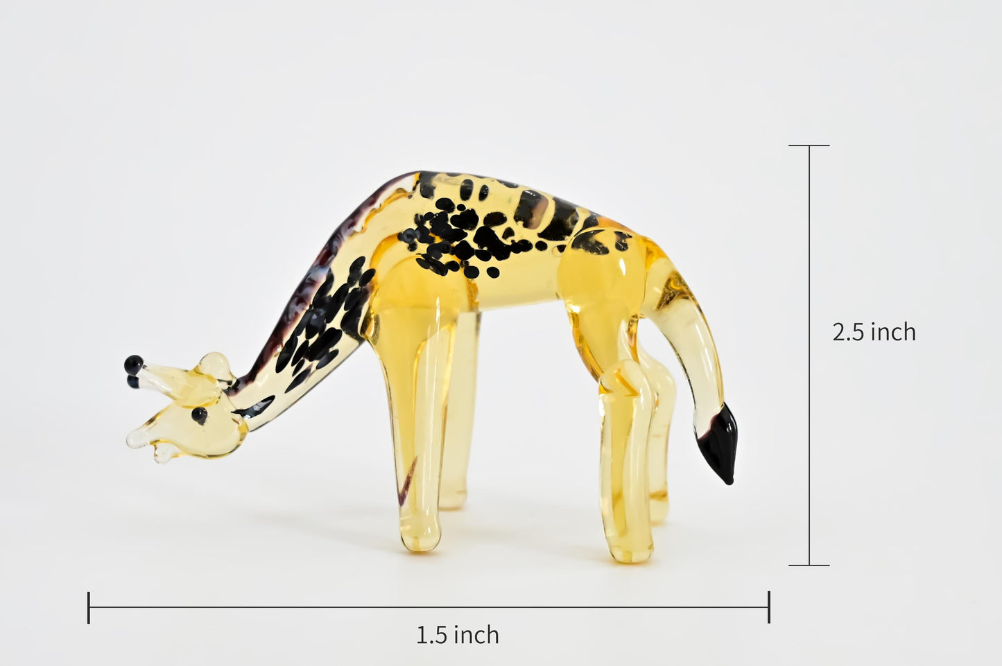 Handmade Glass Giraffe Figurine | Blown Glass Giraffe Sculpture | Mini Glass Animal Decor | Cute Desk Ornament | Unique Handmade Gift