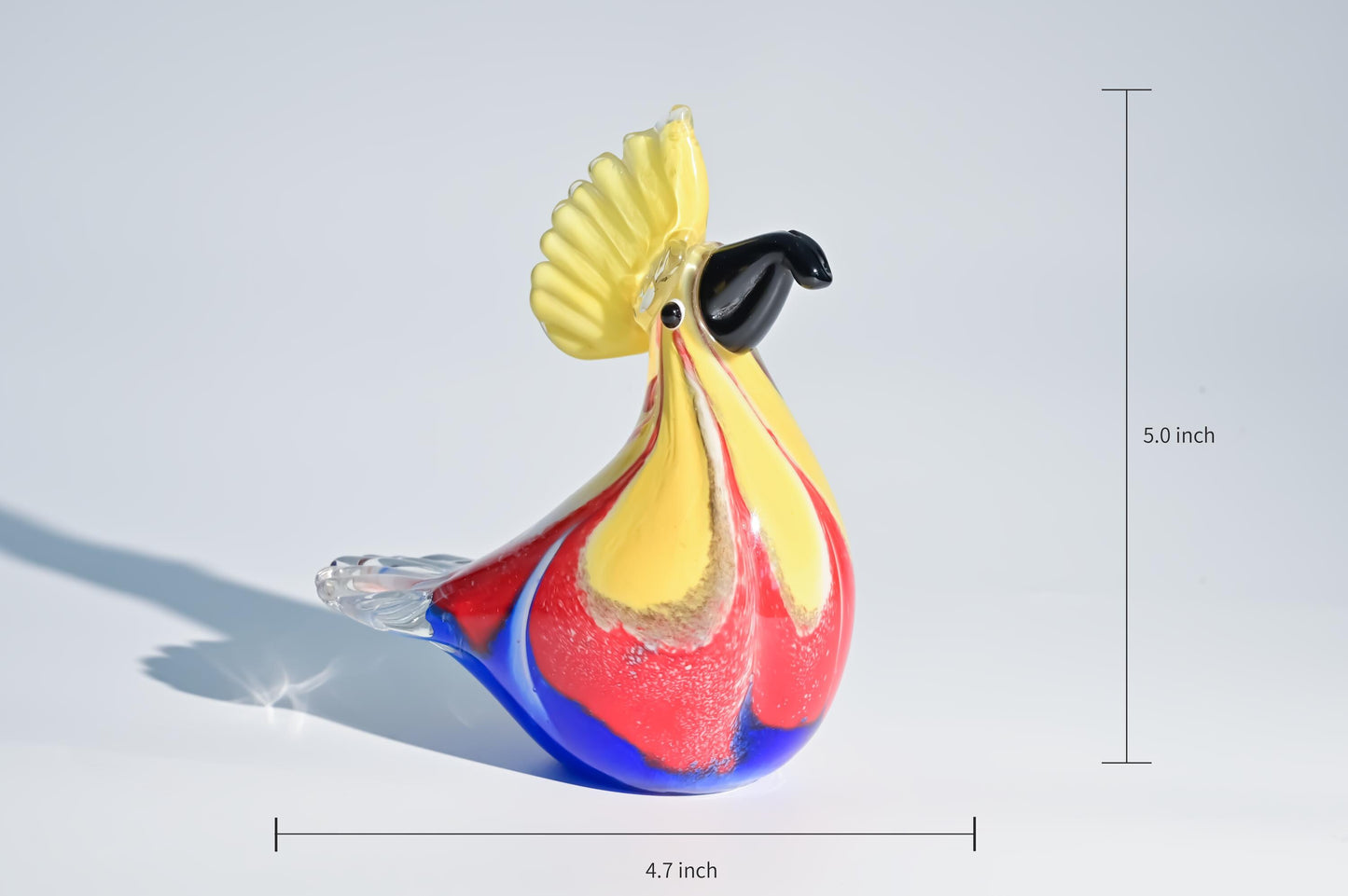 Handmade Glass Rooster Figurine, Mini Glass Chicken, Cute Desk Decor, Glass Animal Sculpture, Small Home Decoration,  Christmas Gift Idea