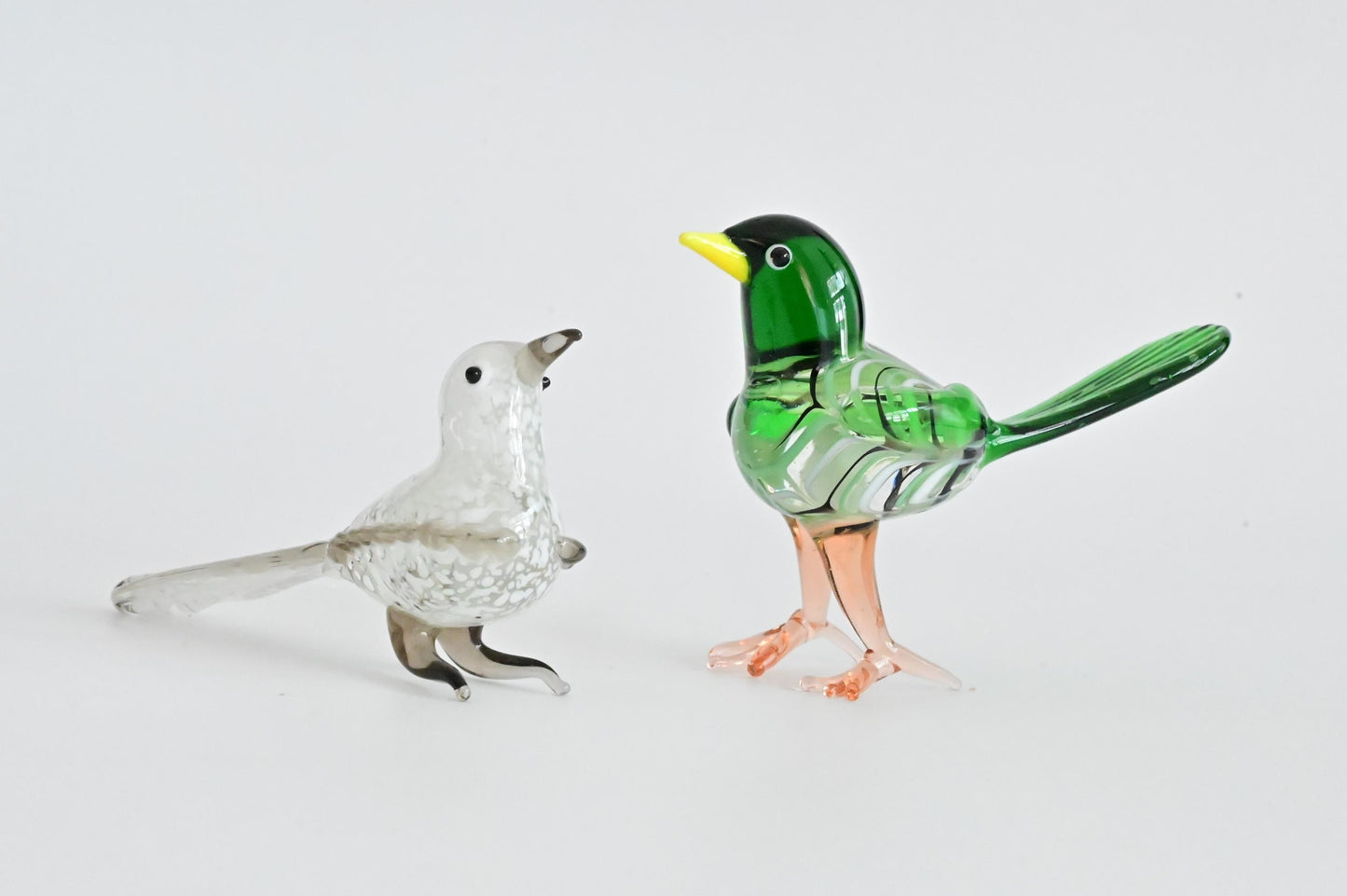 Handmade Glass Bird Figurine, Mini Glass Bird, Cute Desk Decor, Glass Animal Sculpture, Small Home Decoration,  Christmas Gift Idea
