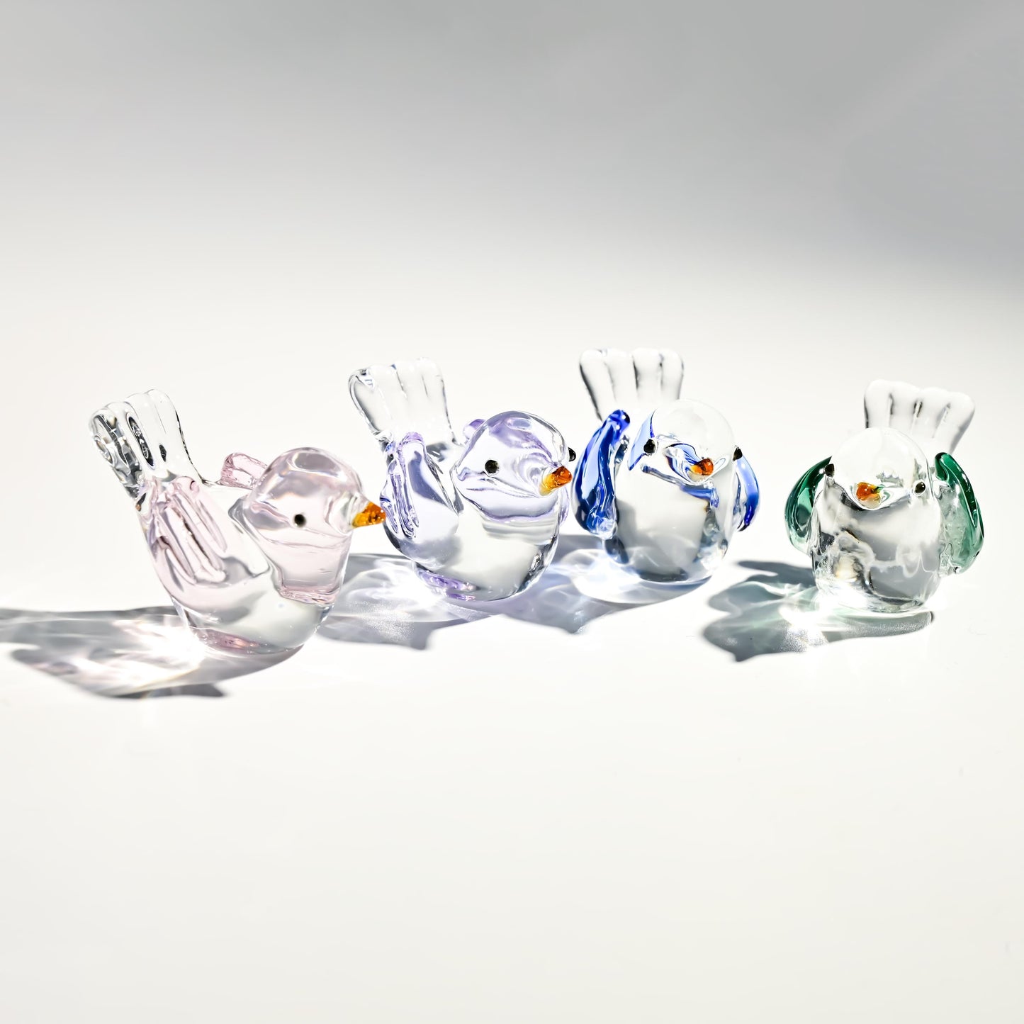 Handmade Glass Bird Figurine, Mini Glass Bird, Cute Desk Decor, Glass Animal Sculpture, Small Home Decoration,  Christmas Gift Idea