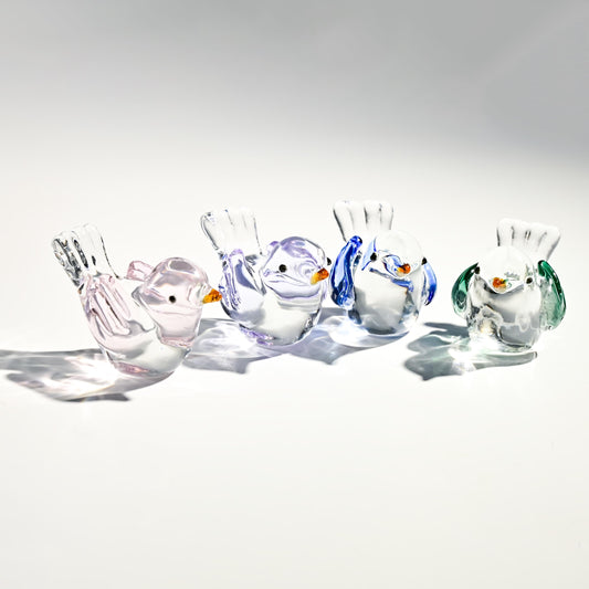 Handmade Glass Bird Figurine, Mini Glass Bird, Cute Desk Decor, Glass Animal Sculpture, Small Home Decoration,  Christmas Gift Idea