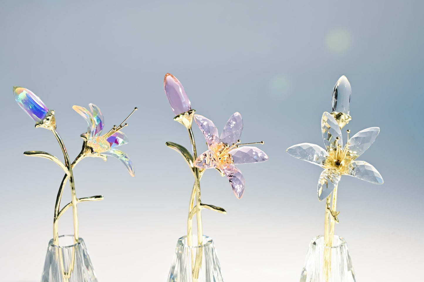 Handmade Glass Lily Flower | Glass Lily Sculpture | Crystal Glass Flower Decor | Mini Glass Floral Ornament | Easter gifts | Easter Lily