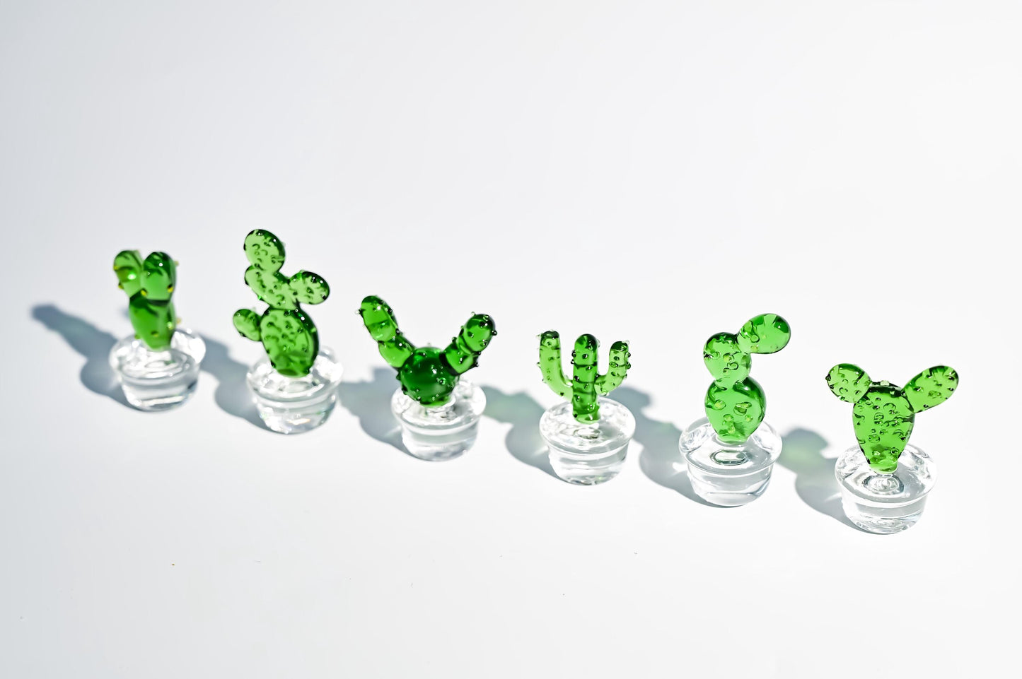 Mini Glass Cactus, Handmade Glass Succulent, Glass Desk Decor, Cute Potted Plant, Unique Home Decoration, Gift for Mom, Gift for Plant Lover