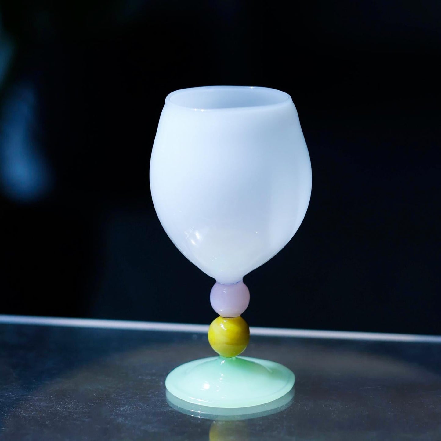 Handmade Modern Abstract Wine Glass - Geometric Pastel Goblet for Art Lover Gift, Unique Memphis Style Barware, Funky Colorful Stemware