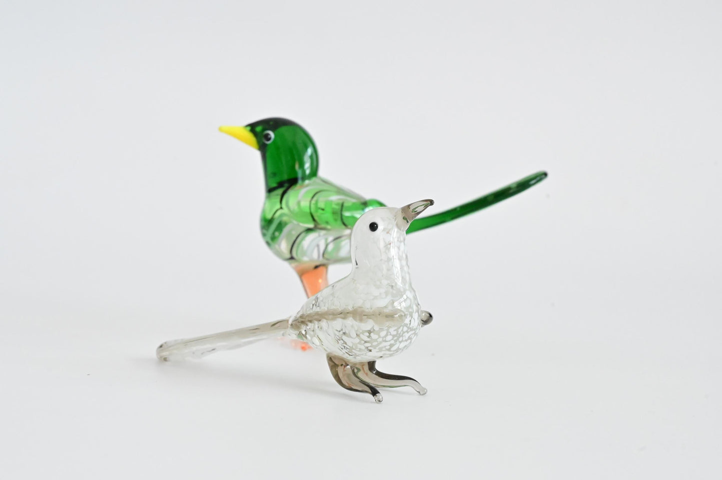 Handmade Glass Bird Figurine, Mini Glass Bird, Cute Desk Decor, Glass Animal Sculpture, Small Home Decoration,  Christmas Gift Idea