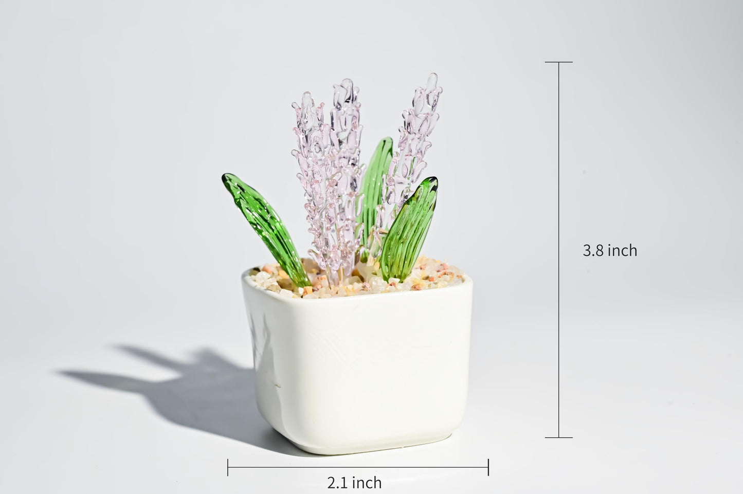 Handmade Glass Plant in Pot, Mini Glass Plant Figurine, Cute Desk Decor, Stained Glass Home Decoration, Unique Gift