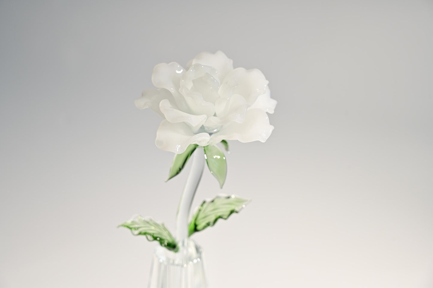 Handblown Glass Rose Flower - Everlasting Crystal Rose for Anniversary Gift, Personalized Birth Month Floral Decor, Unique Valentine Gift