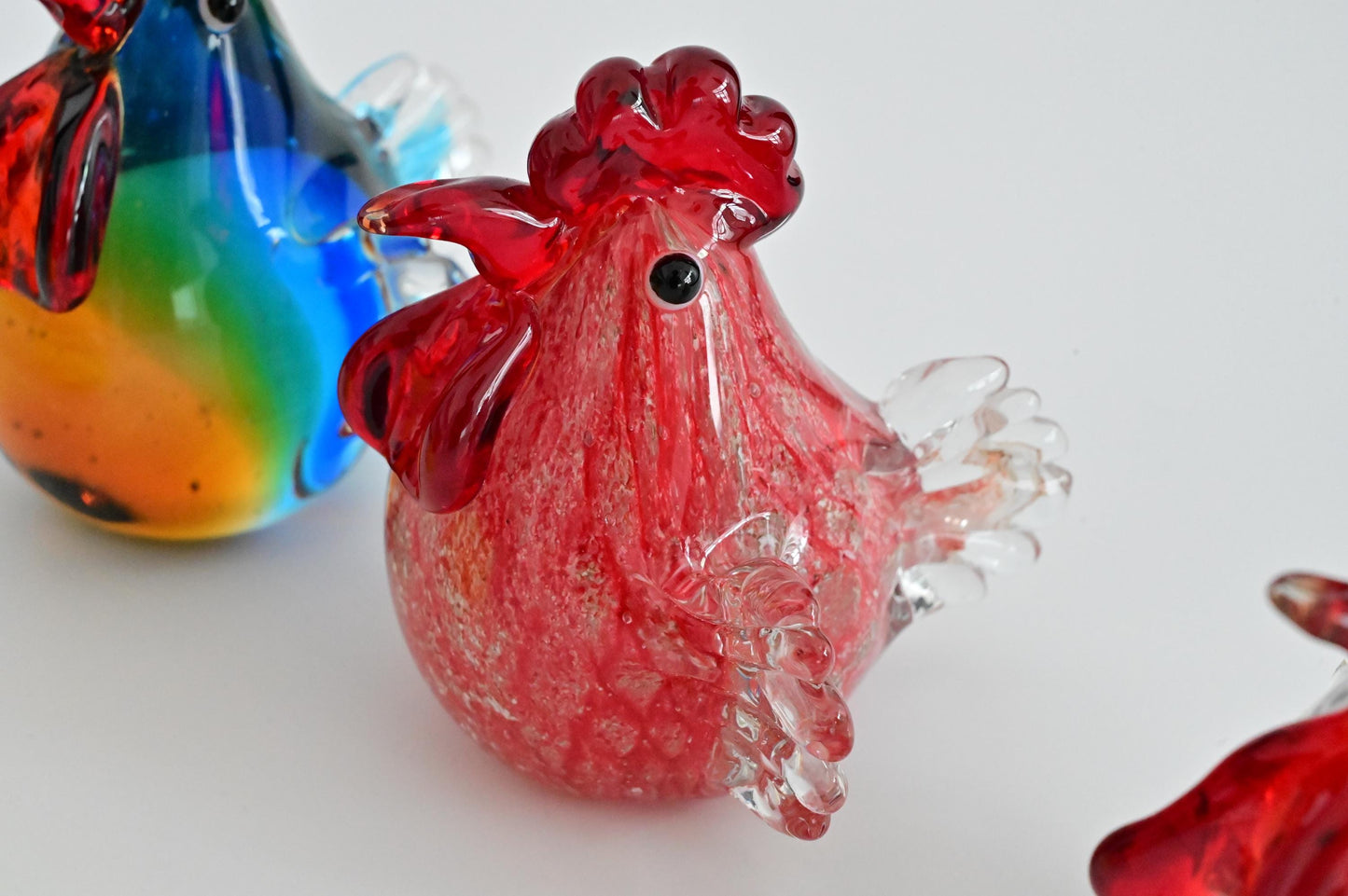 Handmade Glass Rooster Figurine, Mini Glass Chicken, Cute Desk Decor, Glass Animal Sculpture, Small Home Decoration,  Christmas Gift Idea