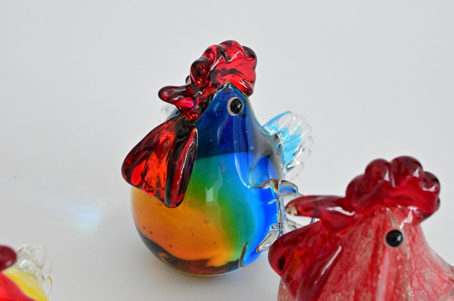 Handmade Glass Rooster Figurine, Mini Glass Chicken, Cute Desk Decor, Glass Animal Sculpture, Small Home Decoration,  Christmas Gift Idea