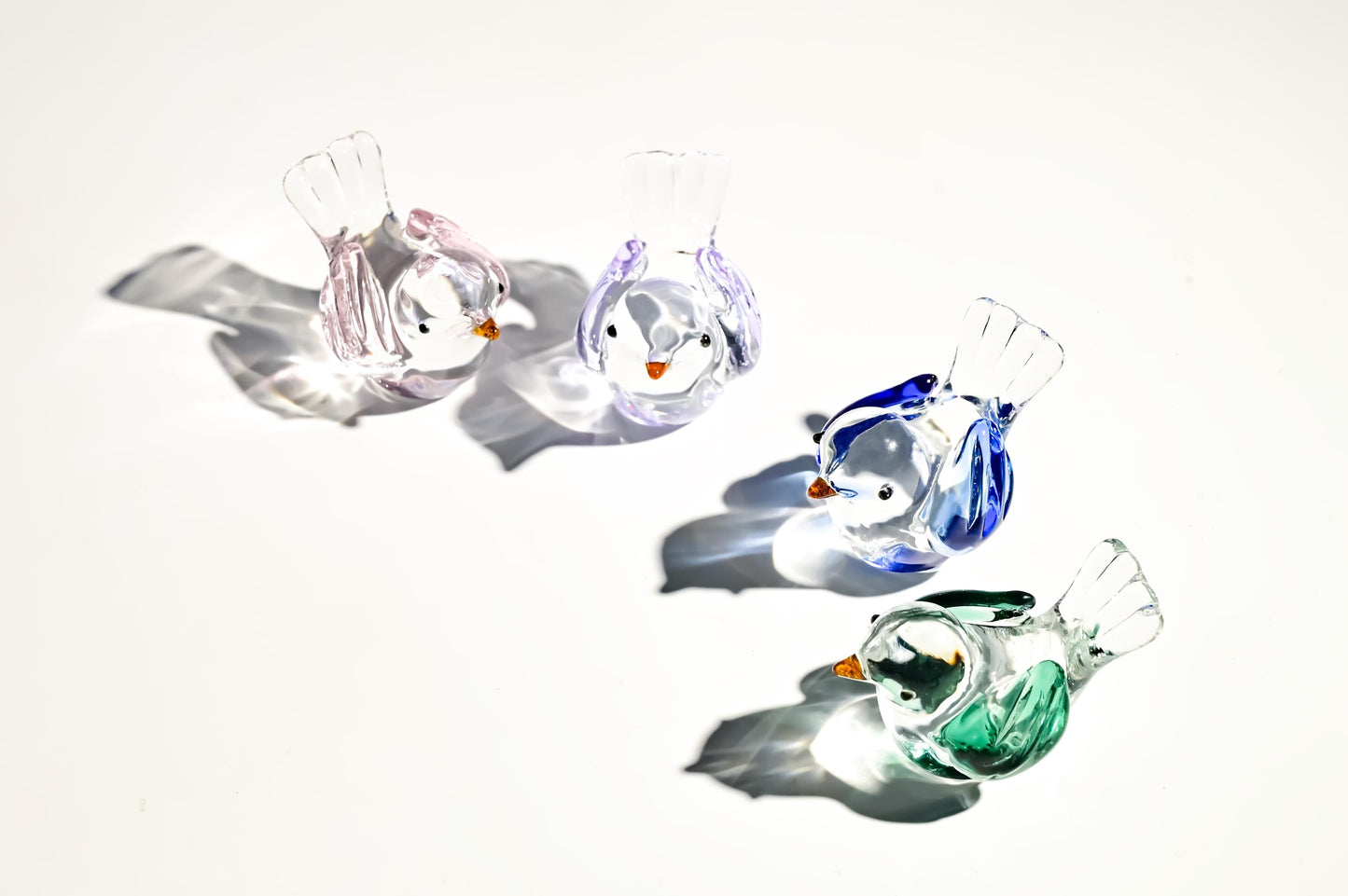 Handmade Glass Bird Figurine, Mini Glass Bird, Cute Desk Decor, Glass Animal Sculpture, Small Home Decoration,  Christmas Gift Idea