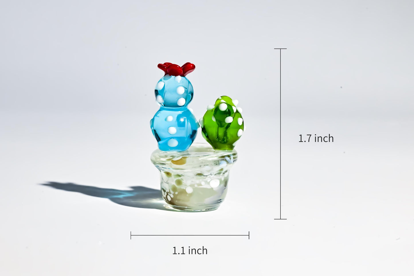 Mini Glass Cactus, Handmade Glass Succulent, Glass Desk Decor, Cute Potted Plant, Unique Home Decoration, Gift for Mom, Gift for Plant Lover