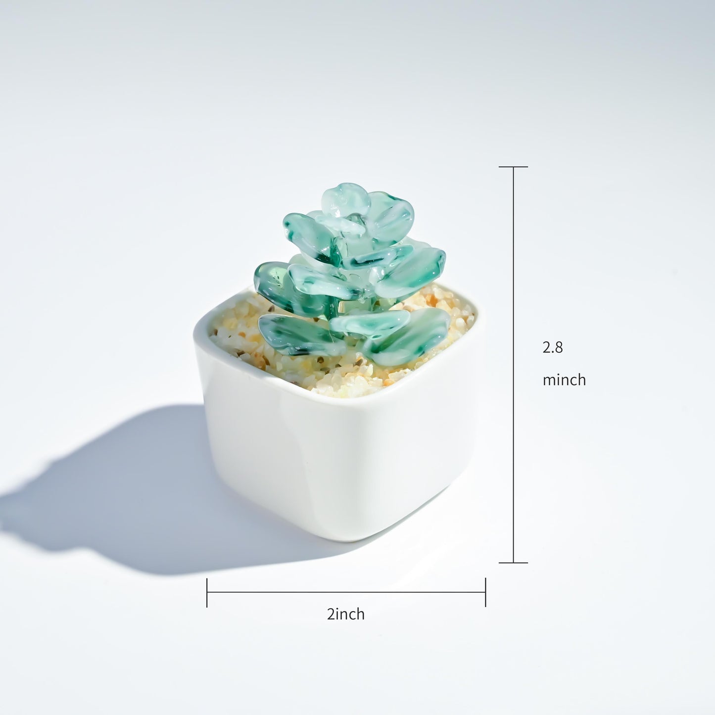 Handmade Glass Succulent, Mini Cactus Figurine, Desk Decor