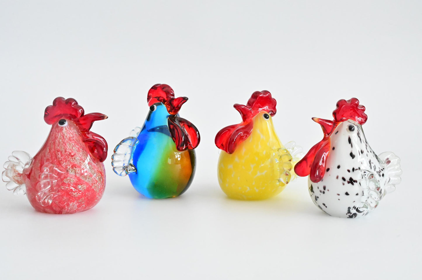 Handmade Glass Rooster Figurine, Mini Glass Chicken, Cute Desk Decor, Glass Animal Sculpture, Small Home Decoration,  Christmas Gift Idea
