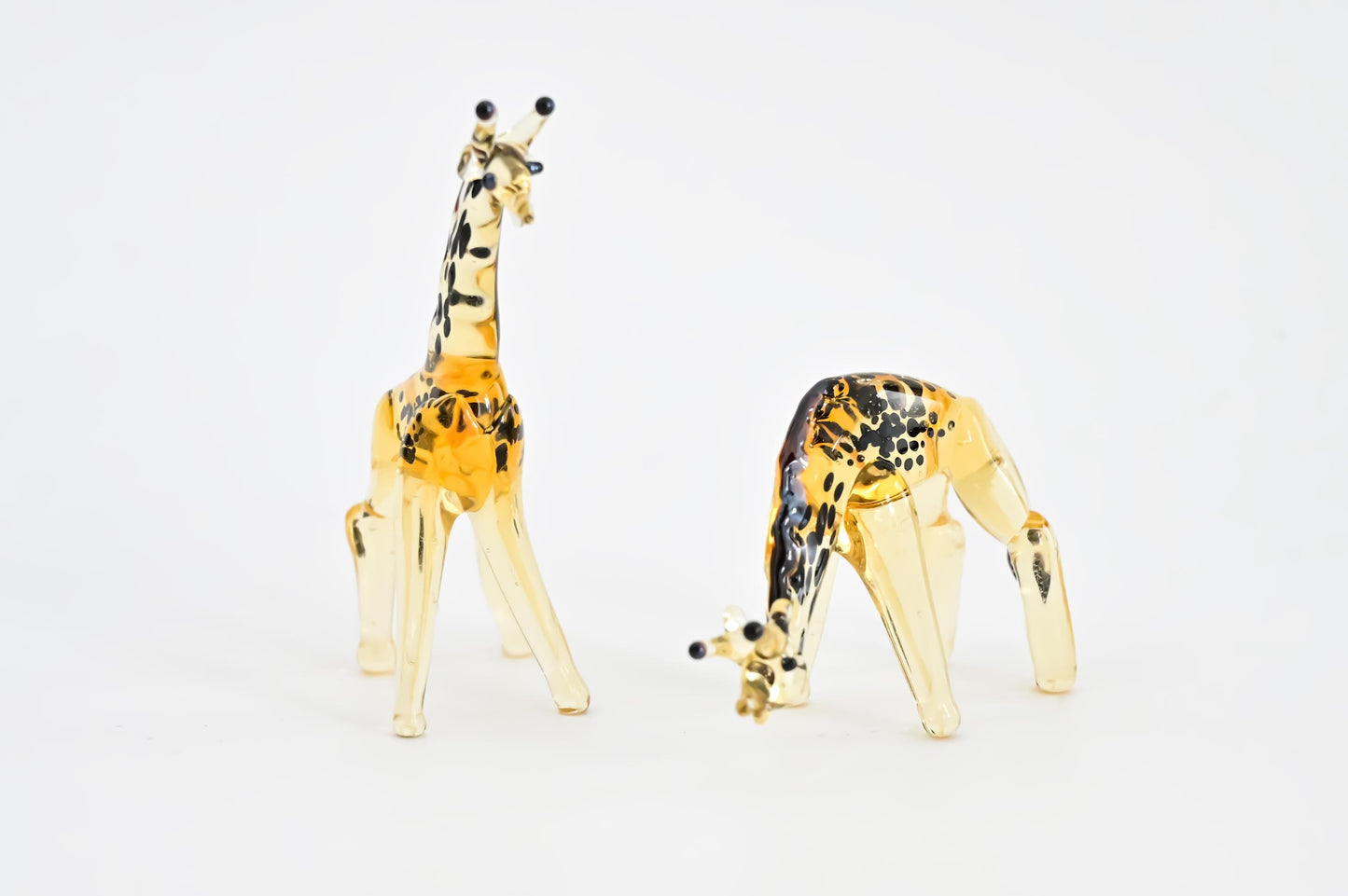 Handmade Glass Giraffe Figurine | Blown Glass Giraffe Sculpture | Mini Glass Animal Decor | Cute Desk Ornament | Unique Handmade Gift